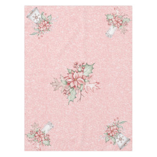 Christmas Poinsettias on Pink Glitter Background 7 Tablecloth
