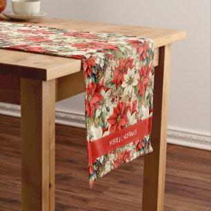 Christmas Poinsettias Short Table Runner