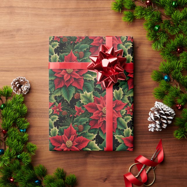 Christmas Poinsettias Wrapping Paper (Holiday Gift)