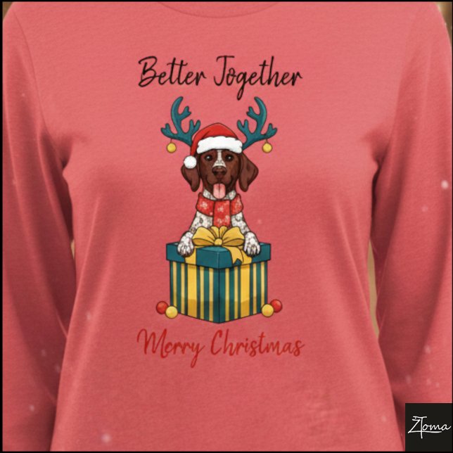 Christmas Pointer Dog Ticked Gift Graphic Tri-Blend Shirt (Creator Uploaded)