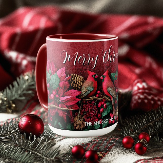 Christmas Pointessia Flower Cardinals Birds Name Mug (Christmas Pointessia Flower Cardinals Birds Name Mug)