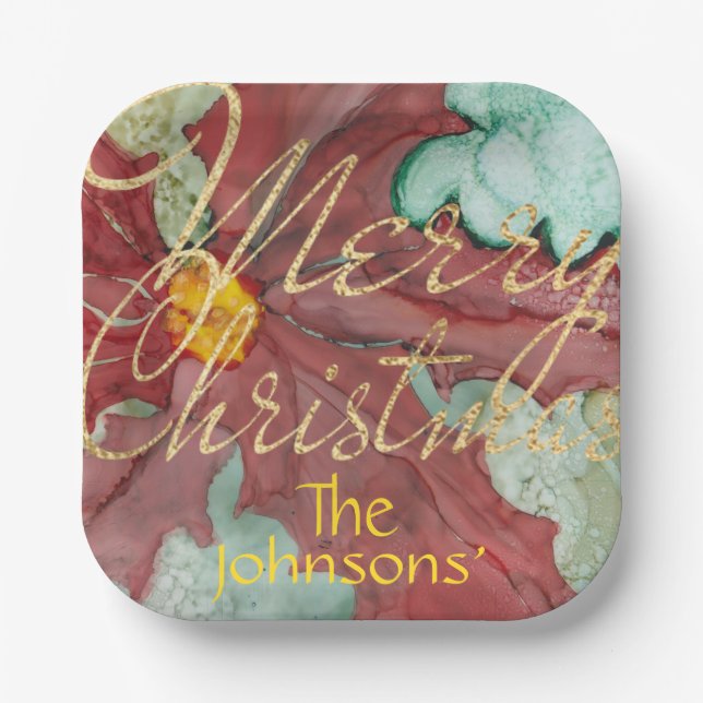 Christmas Pointsetta Paper Plate (Front)