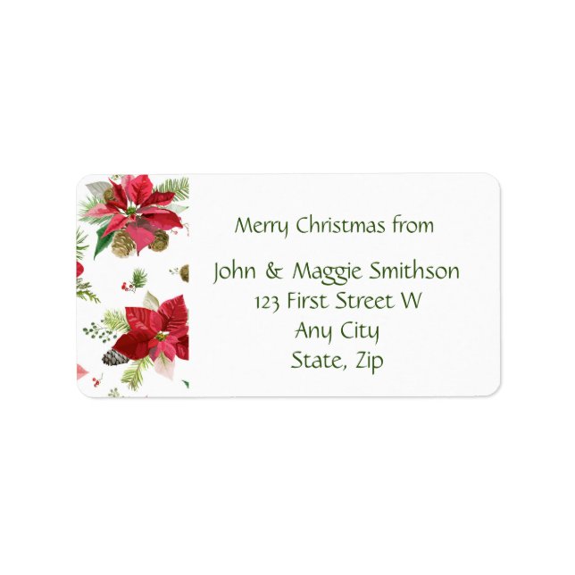 Christmas Pointsettia Flower Custom Label (Front)