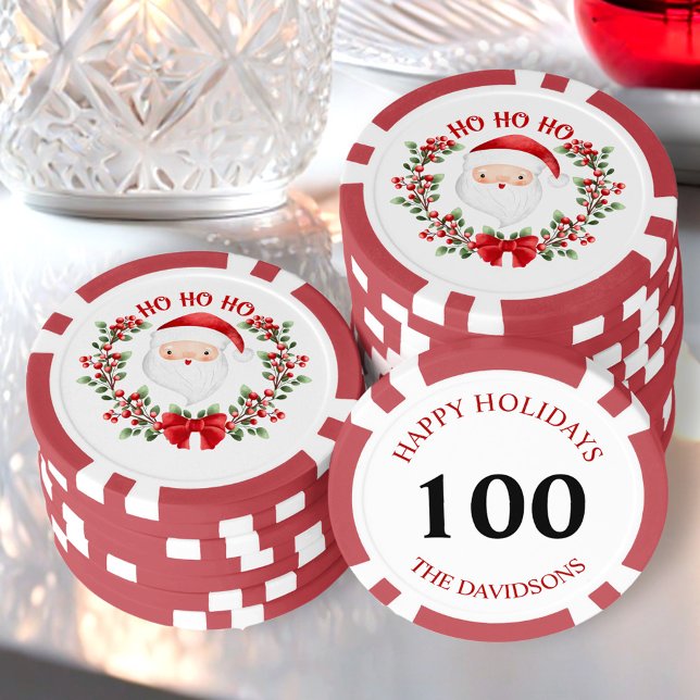 Christmas Poker Chips Cute Santa Family Name (Christmas Poker Chips Cute Santa Family Name)