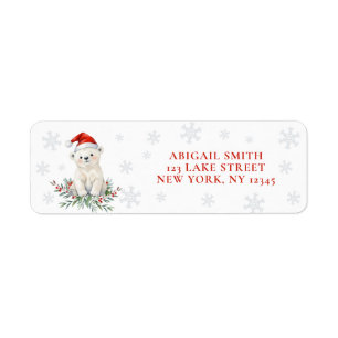 Christmas Polar Bear Baby Shower Return Address