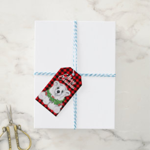 Christmas polar bear cub, Holly berries wreath   Gift Tags