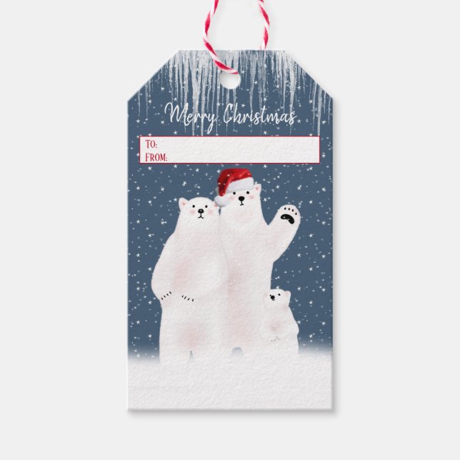Christmas Polar Bear Family Gift Tags (Front)