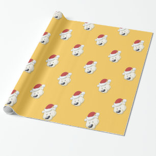 Christmas Polar Bear Gold Wrapping Paper
