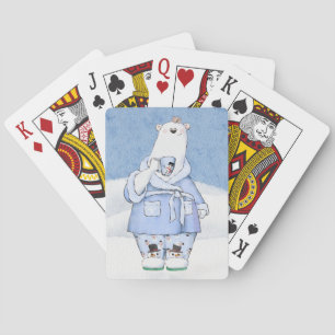 Christmas Polar Bear in Pyjamas Playing Cards