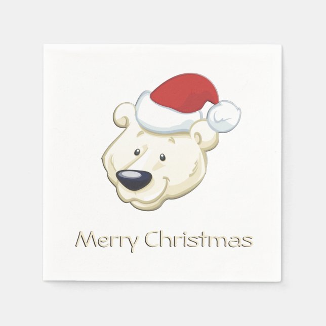 Christmas Polar Bear Merry Christmas Napkin (Front)