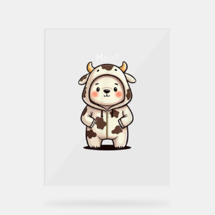 Christmas Polar Bear Moo Cow Christmas Moo Polar B Acrylic Sign