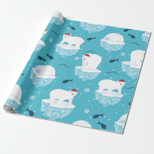 Christmas Polar Bear Pattern Wrapping Paper