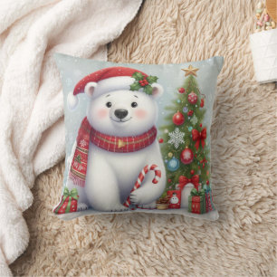 christmas polar bear pillow
