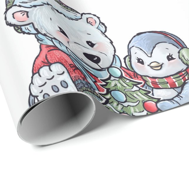 Christmas polar Bear with A Friend Wrapping Paper (Roll Corner)