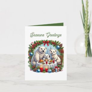 Christmas polar bears add message Seasons Greeting Holiday Card
