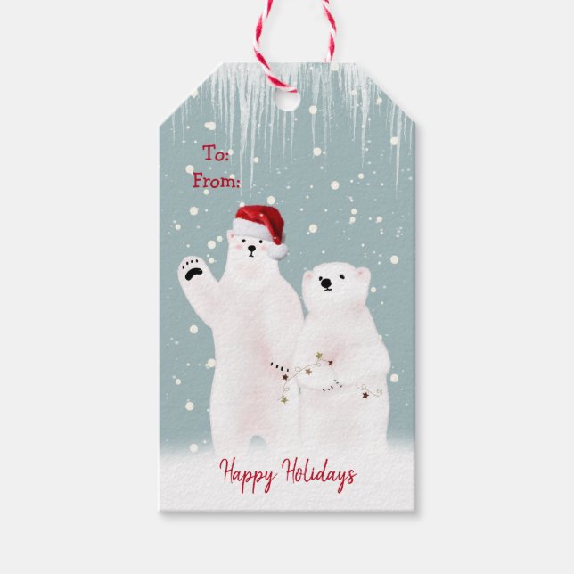 Christmas Polar Bears Gift Tags (Front)