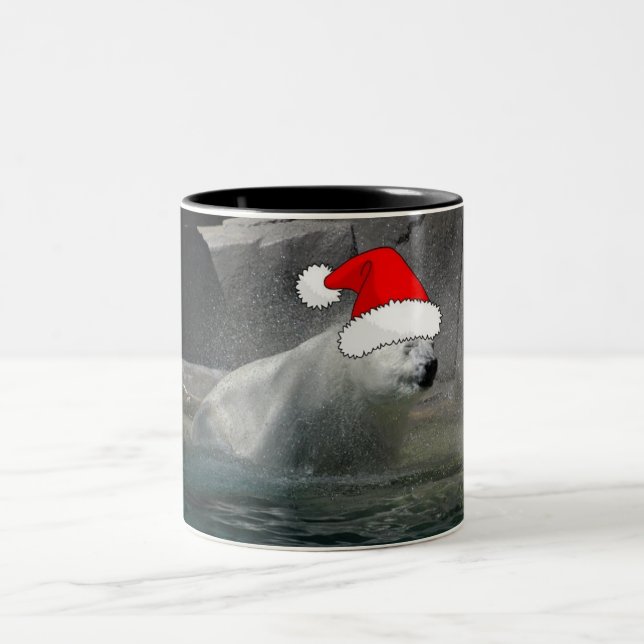 Christmas Polar Bears Two-Tone Coffee Mug (Center)