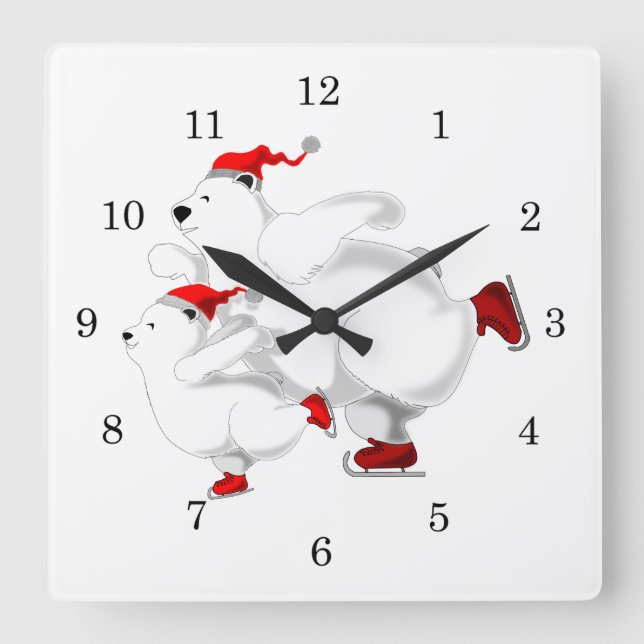 Christmas Polar Bears Wall Clock (Front)