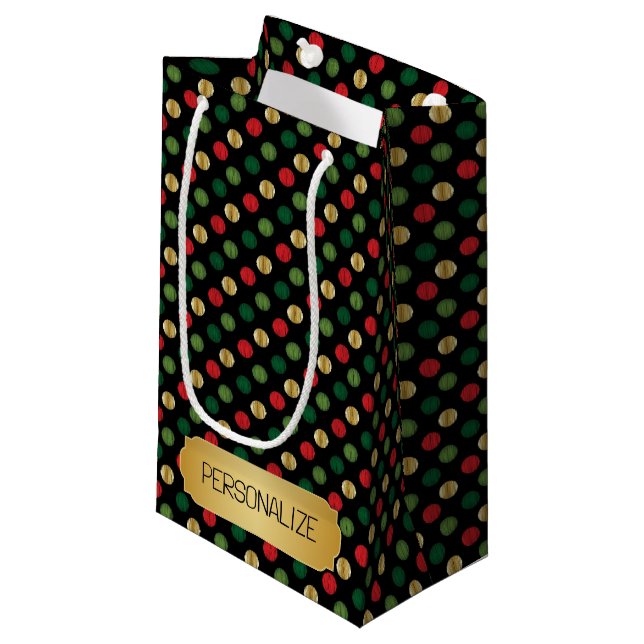 Christmas Polka Dot Background  Small Gift Bag (Front Angled)