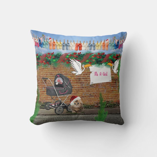 Christmas Polka-Dot Street Art Cushion (Front)