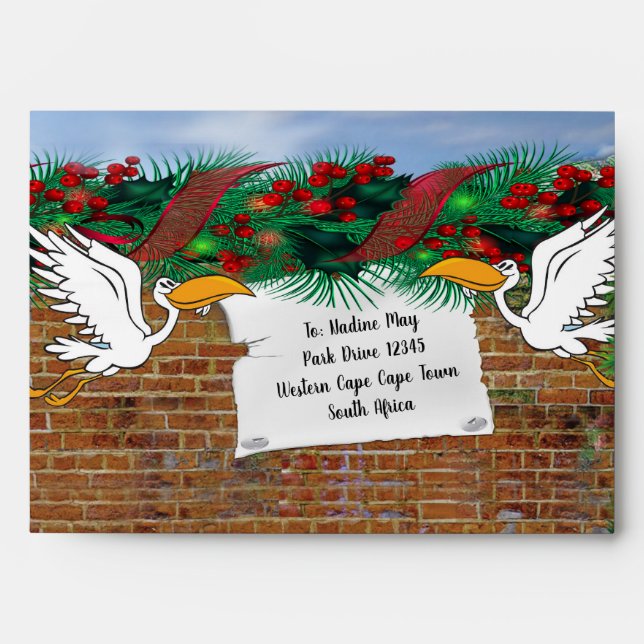 Christmas Polka-Dot Street Scene Envelope (Front)