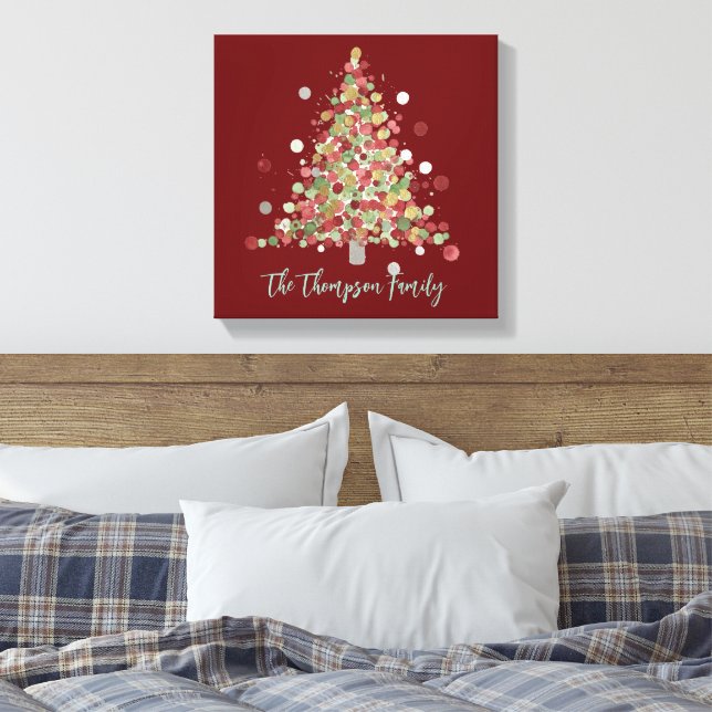 Christmas Polka Dot Tree Holiday Canvas Print (Insitu(Bedroom))