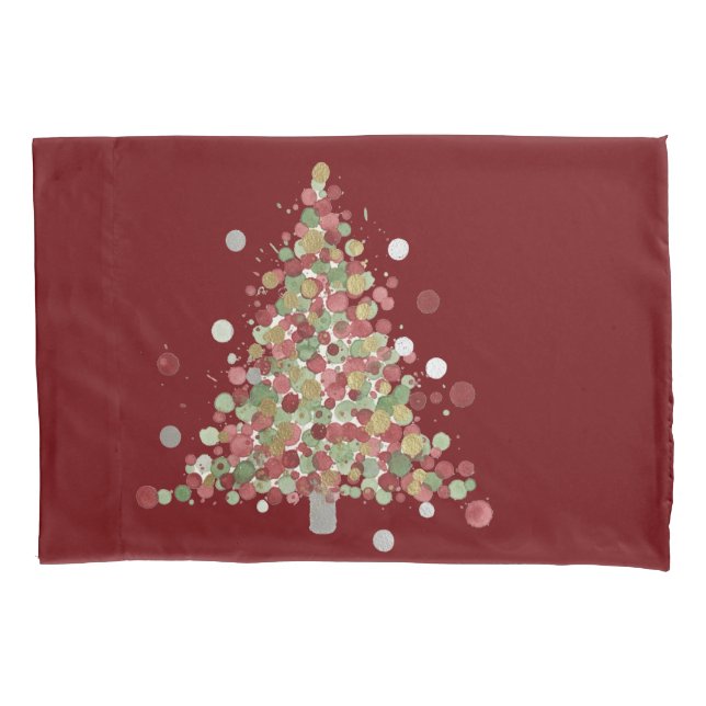 Christmas Polka Dot Tree Holiday Pillowcase (Front)