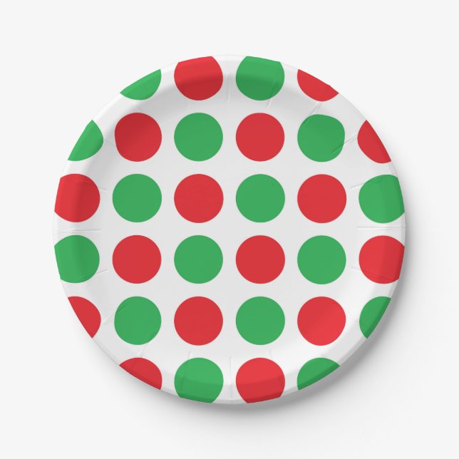 Christmas Polka Dots Paper Plate (Front)