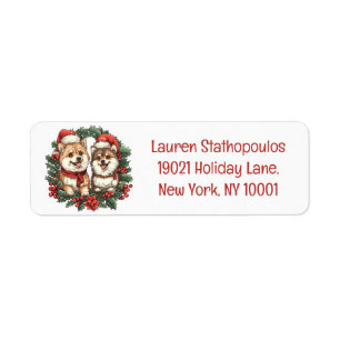 Christmas Pomeranian Dogs Mistletoe Wreath