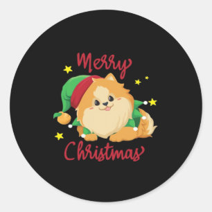 Christmas Pomeranian Merry Xmas Essential T-Shirt Classic Round Sticker