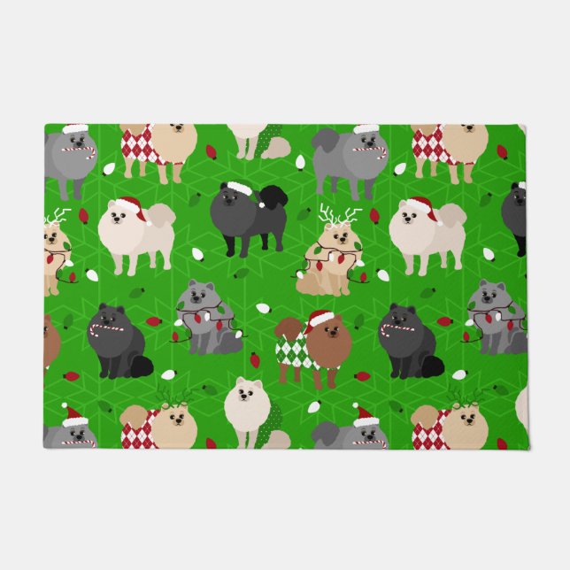 Christmas Pomeranians Doormat (Front)