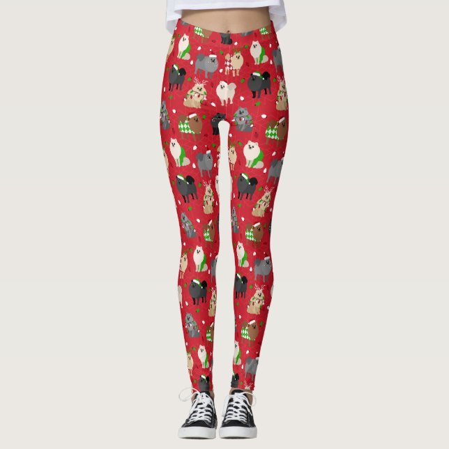 Christmas Pomeranians Leggings (Front)