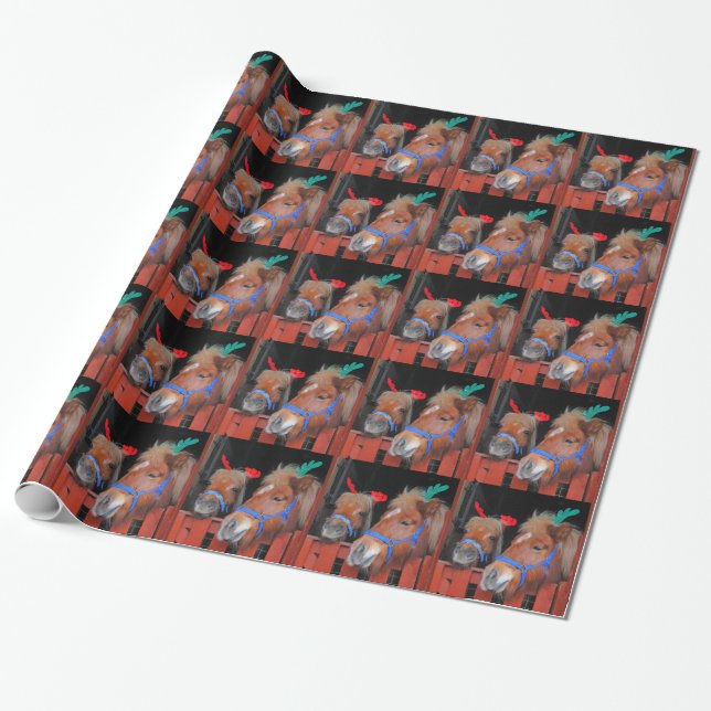 Christmas Ponies Wrapping Paper (Unrolled)