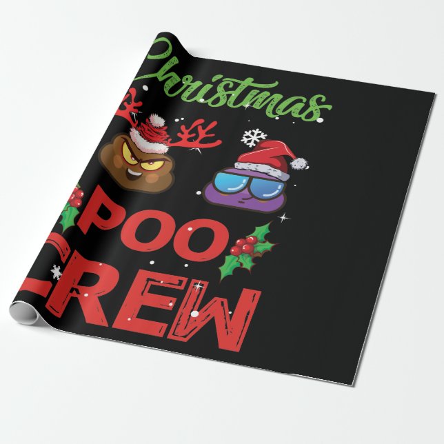 Christmas Poo Crew Christmas Poop Emoji Wrapping Paper (Unrolled)