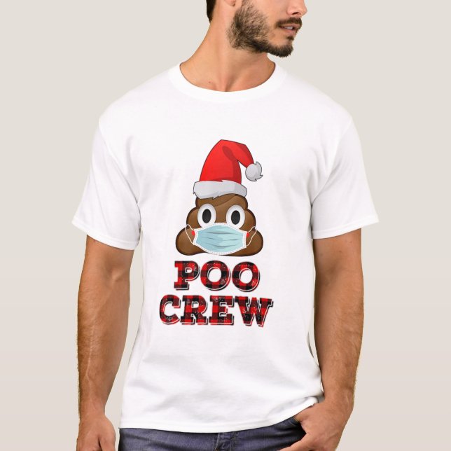 Christmas Poo Crew Shirt Face Mask Poop Emoji Red (Front)