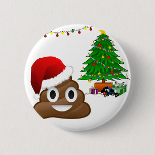christmas poo emoji 6 cm round badge