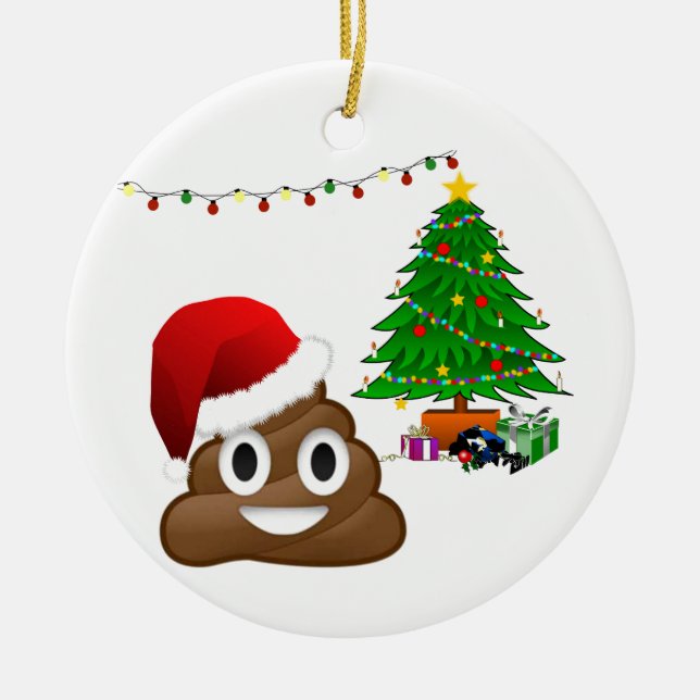 christmas poo emoji ceramic tree decoration (Front)