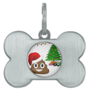 christmas poo emoji pet ID tag