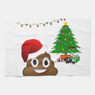 christmas poo emoji tea towel