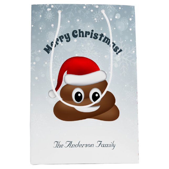 christmas poo emoji with santa hat  gift bag (Front)
