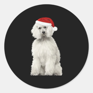 Christmas Poodle Christmas Tree Dog Puppy Watercol Classic Round Sticker