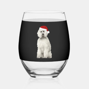 Christmas Poodle Christmas Tree Dog Puppy Watercol Stemless Wine Glass