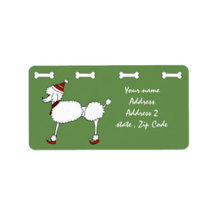 Christmas Poodle dog address labels
