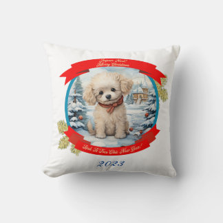 Christmas Poodle Dog Cushion