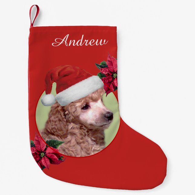 Christmas Poodle dog personalised stocking (Front)