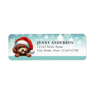 Christmas Poodle Dog Return Address Labels