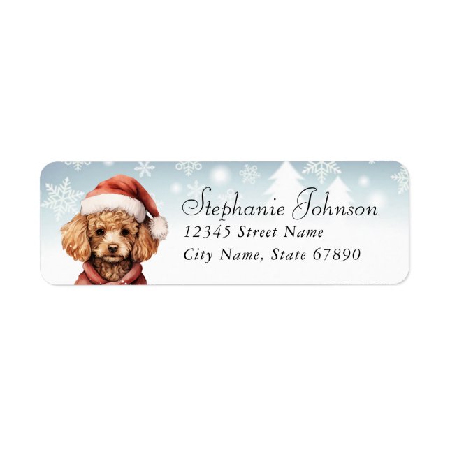 Christmas Poodle Dog Return Address Labels (Front)