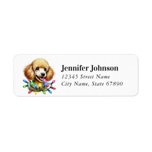 Christmas Poodle Dog Return Address Labels