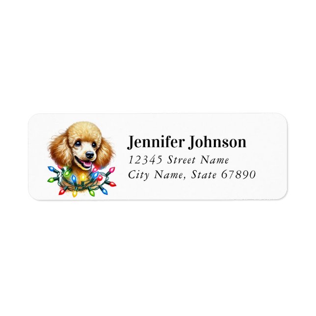 Christmas Poodle Dog Return Address Labels (Front)
