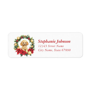 Christmas Poodle Dog Return Address Labels